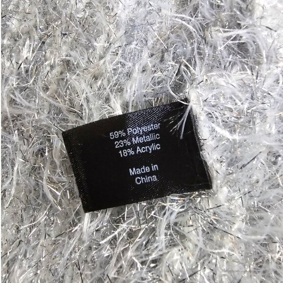 Lane Bryant Silver Open-Front Metallic Eyelash Cardigan Sz 22/24 - Picture 9 of 11